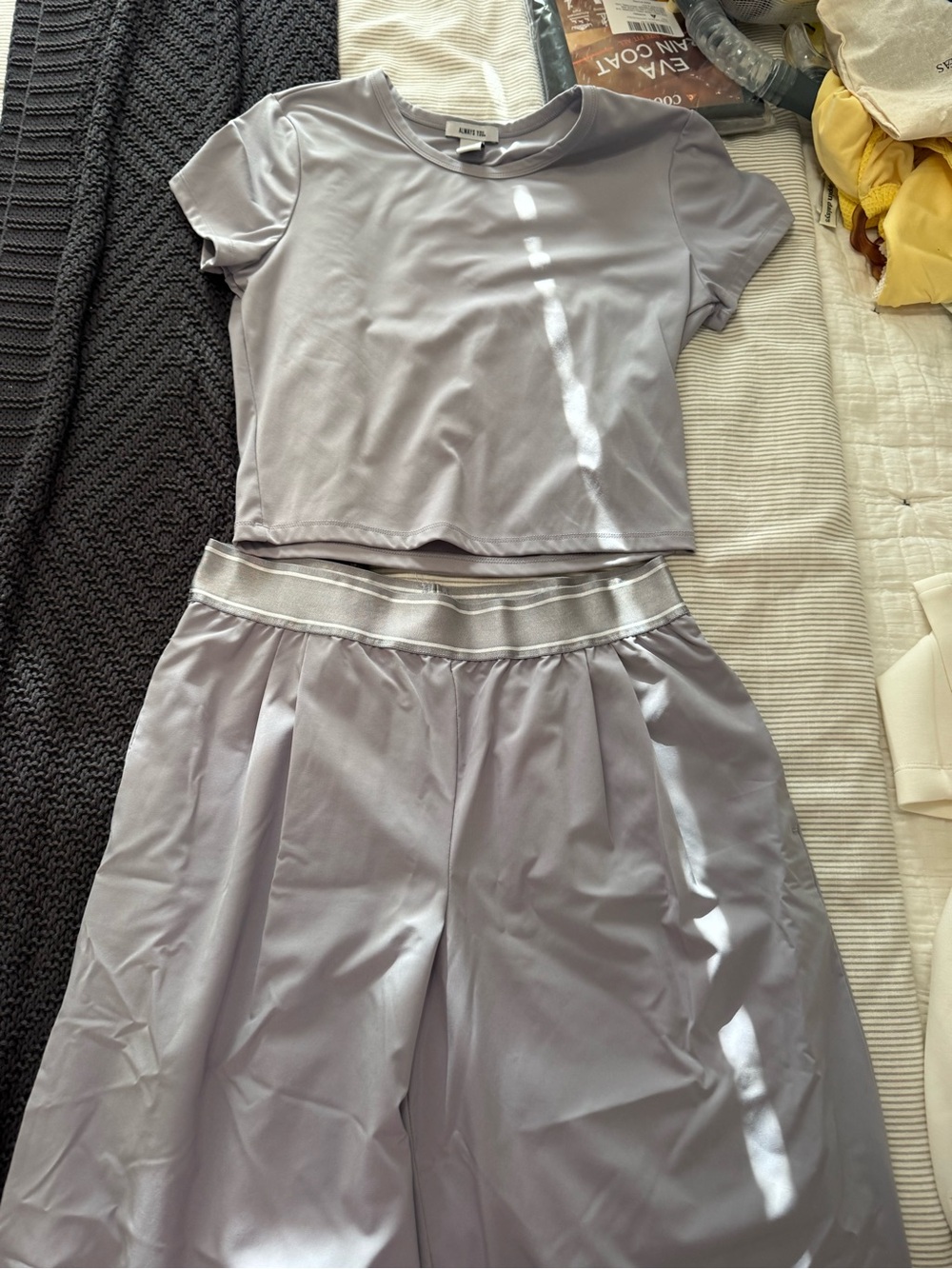 Always You Light Lavender grey  Scoop Neck Top and matching pants set
